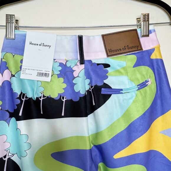 House of Sunny Nice to Meet You Pant Multicolor UFO Print Trousers Size US 2 NWT - Picture 7 of 16